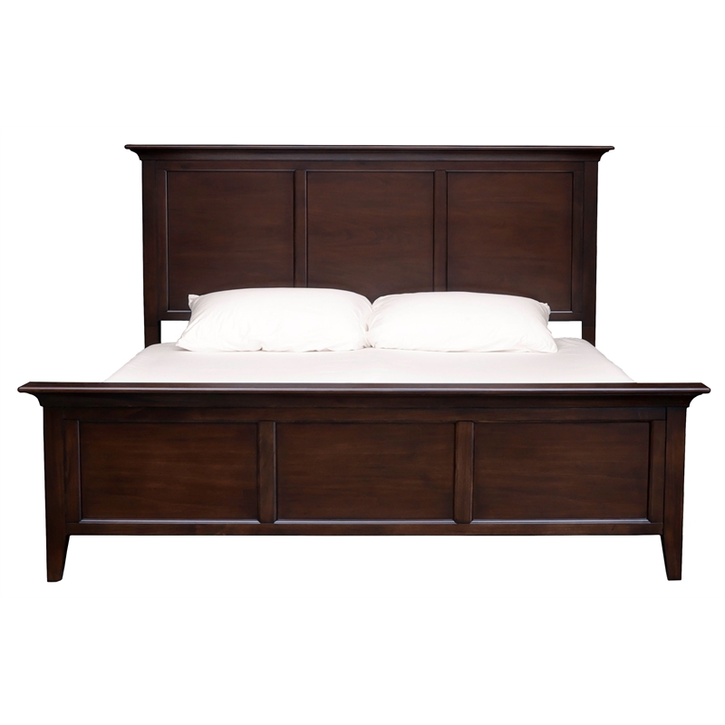 A-America Westlake Transitional Wood Queen Mansion Bed in Cherry Brown