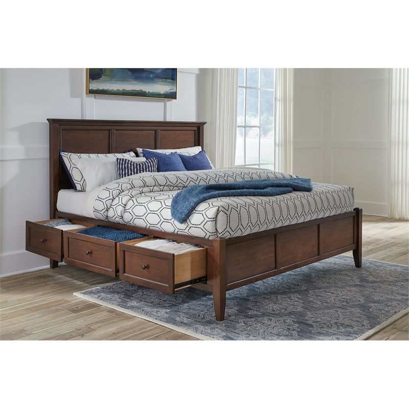 A-America Westlake Solid Wood Queen Storage Bed in Cherry Brown