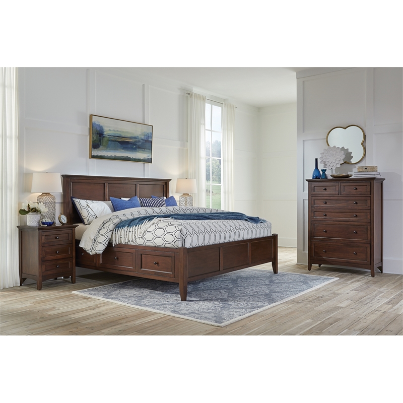 A-America Westlake Solid Wood Queen Storage Bed in Cherry Brown