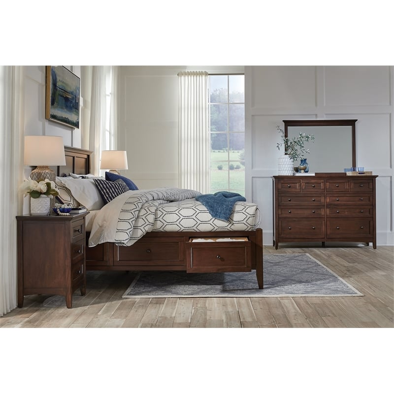 A-America Westlake Solid Wood Queen Storage Bed in Cherry Brown