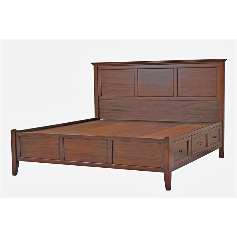 A-America Westlake Solid Wood Queen Storage Bed in Cherry Brown