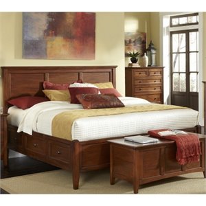 a-america westlake solid wood panel storage bed in cherry brown