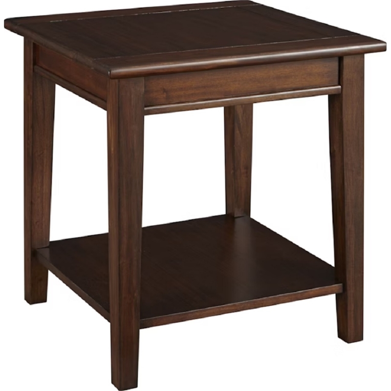 A-America Westlake Solid Wood End Table with Bottom Shelf in Cherry Brown