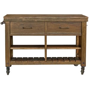 a-america anacortes solid wood kitchen island with locking casters in mahogany