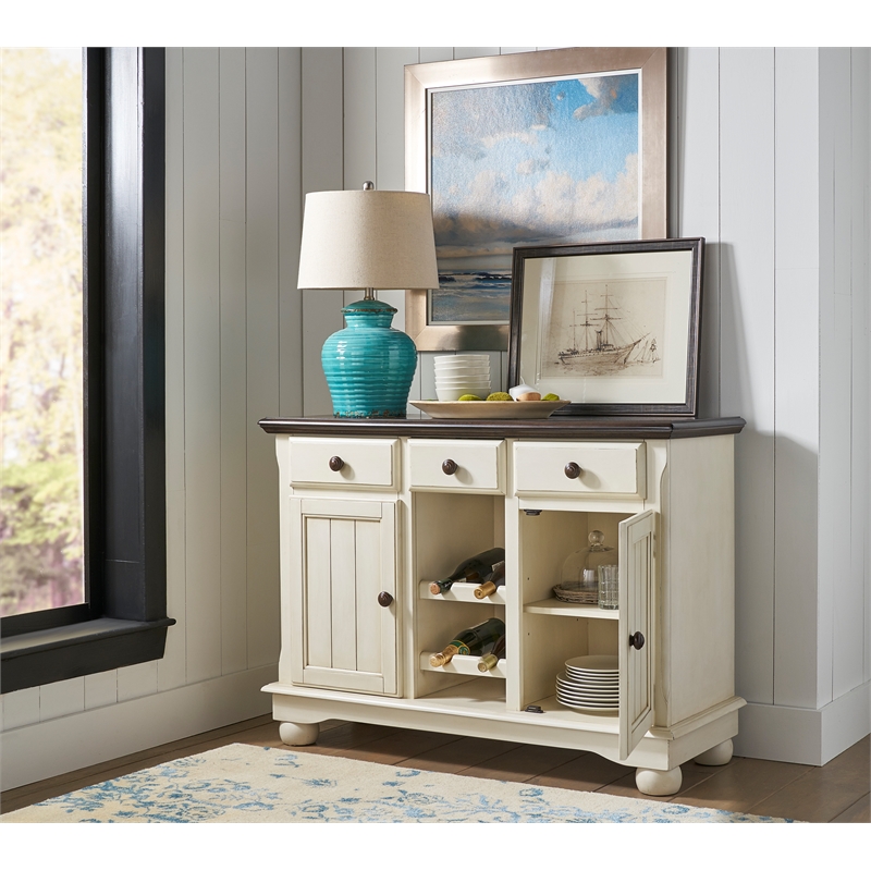 A-America British Isles Solid Wood Server in Chalk-Cocoa Bean