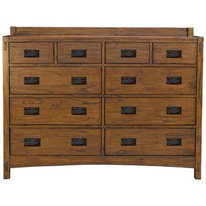 a-america mission hills solid wood 10-drawer bedroom dresser in harvest