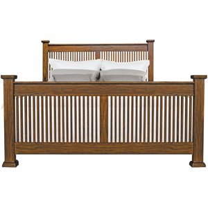 a-america mission hills solid wood queen slat bed in harvest