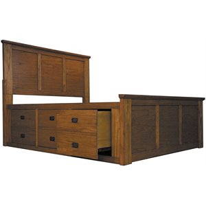 a-america mission hills solid wood queen captains bed in harvest