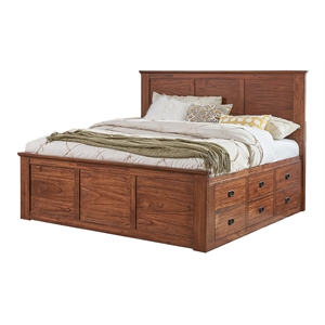 A-America Mission Hills Traditional Wood King Captain Bed in Harvest Brown