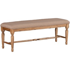 a-america bennett fabric upholstered solid wood dining bench in smoky quartz