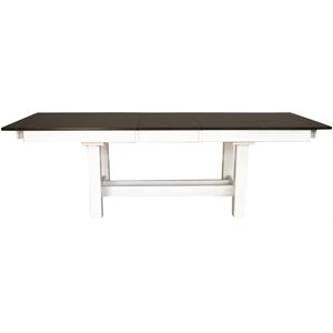 a-america mariposa solid wood extendable trestle dining table in cocoa and chalk