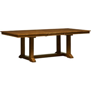 a-america bennett solid wood extendable trestle dining table in smoky quartz