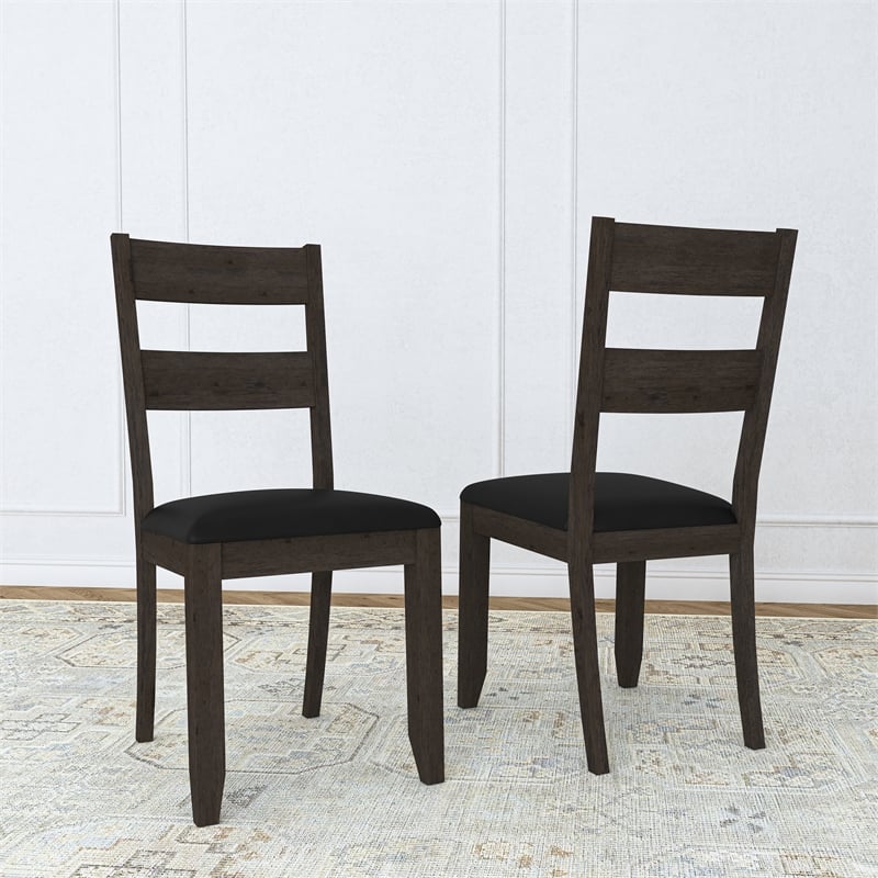 A-America Mariposa Faux Leather Ladderback Dining Chair in Warm Gray (Set of 2)