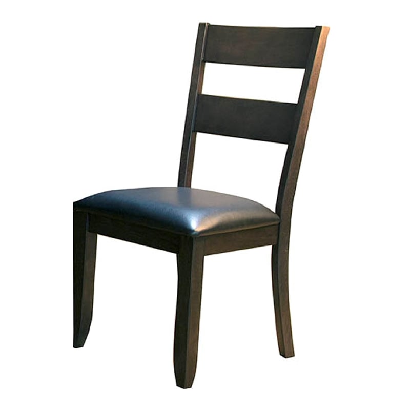 A-America Mariposa Faux Leather Ladderback Dining Chair in Warm Gray (Set of 2)