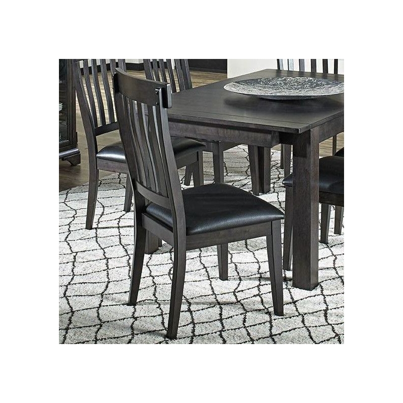 A-America Mariposa Faux Leather Slatback Dining Chair in Warm Gray (Set of 2)