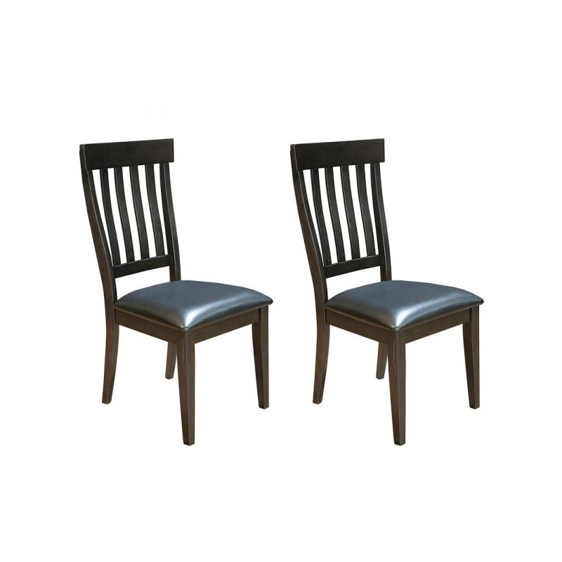 A-America Mariposa Faux Leather Slatback Dining Chair in Warm Gray (Set of 2)