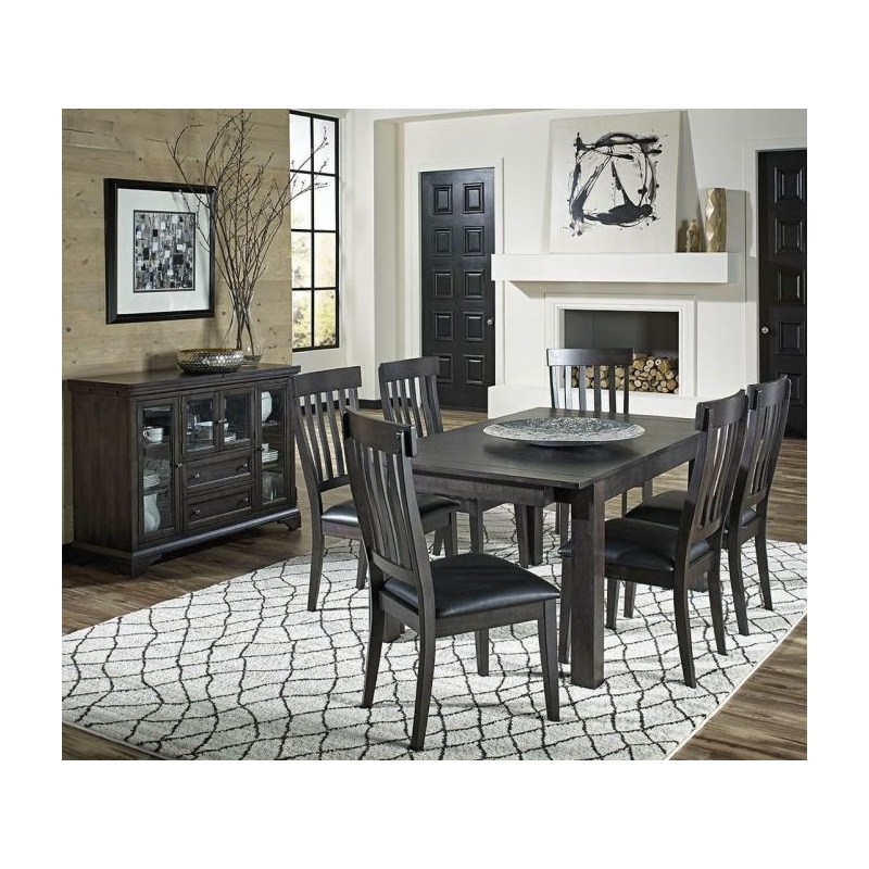 A-America Mariposa Faux Leather Slatback Dining Chair in Warm Gray (Set of 2)