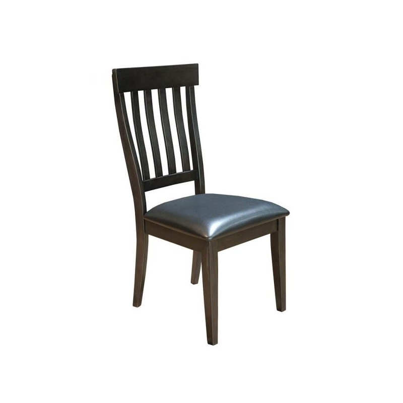A-America Mariposa Faux Leather Slatback Dining Chair in Warm Gray (Set of 2)