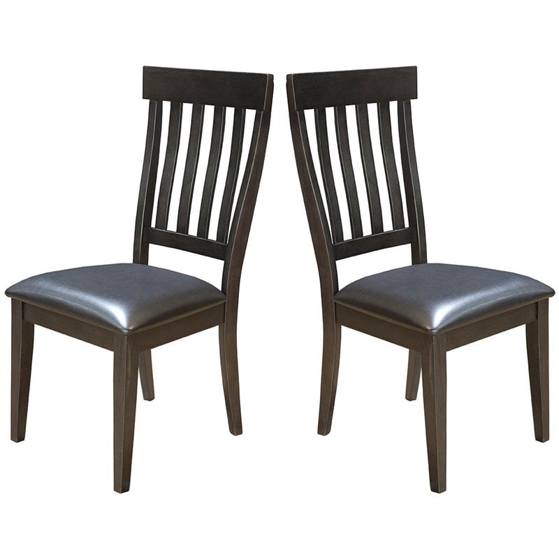 A-America Mariposa Faux Leather Slatback Dining Chair in Warm Gray (Set of 2)