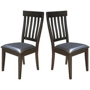 A-America Mariposa Faux Leather Slatback Dining Chair in Warm Gray (Set of 2)