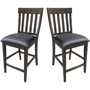 A-America Mariposa 24&quot Wood Slatback Counter Stool in Warm Gray (Set of 2)