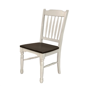 A-America British Isles Slatback Dining Side Chair in Chalk and Cocoa (Set of 2)