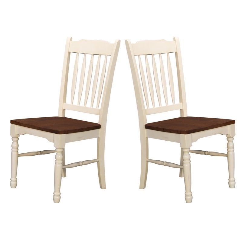 A-America British Isles Slatback Dining Side Chair in Buttermilk (Set of 2)