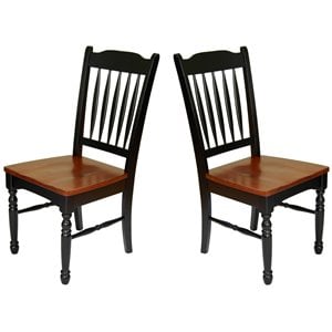 A-America British Isles Slatback Dining Side Chair in Oak and Black (Set of 2)