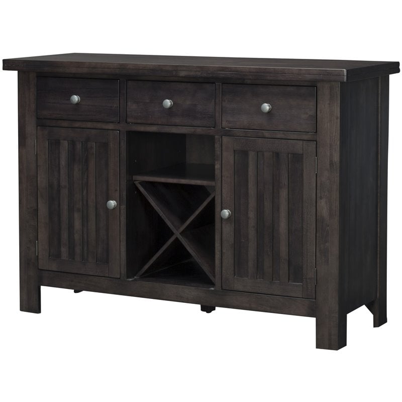 A-America Bremerton Solid Wood Slat Wine Rack Server in Warm Gray