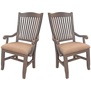 a-america port townsend wood slatback dining arm chair in gull gray (set of 2)