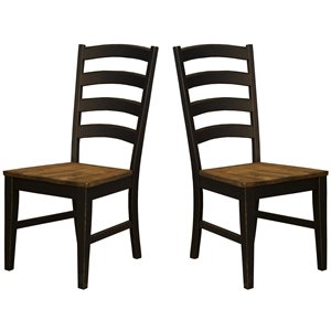 A-America Stone Creek Ladderback Dining Chair in Chickory/Slate Black (Set of 2)