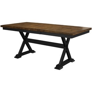 a-america stone creek solid wood extendable trestle dining table in chickory
