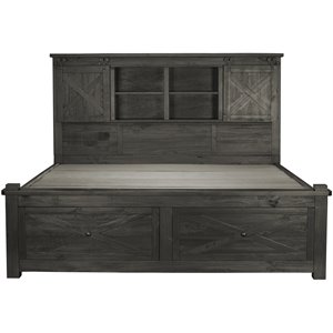 A-America Sun Valley Rustic Solid Wood King Storage Bed in Charcoal
