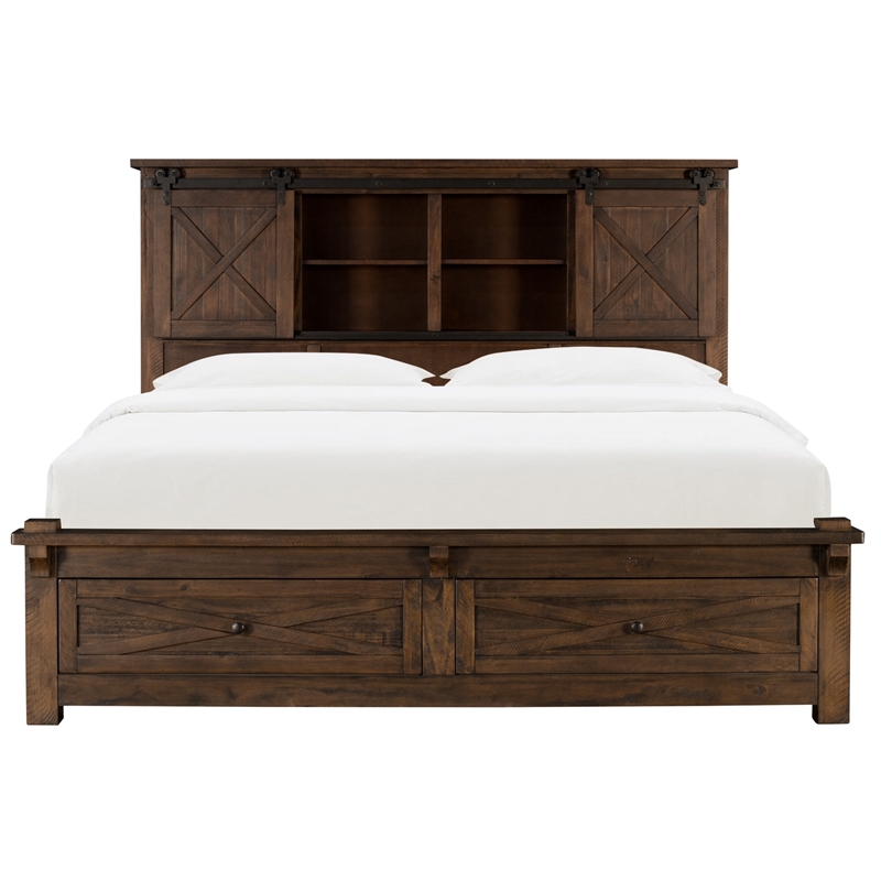 A-America Sun Valley Solid Wood Storage King Bed with in Rustic Timber