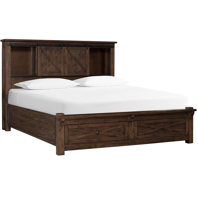 A-America Sun Valley Solid Wood Storage King Bed with in Rustic Timber