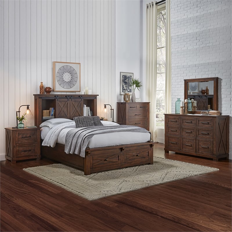 A-America Sun Valley Solid Wood Storage King Bed with in Rustic Timber