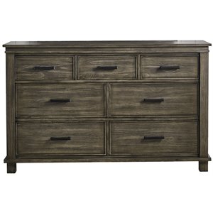 a-america glacier point 7 drawer transitional solid wood dresser in gray stone