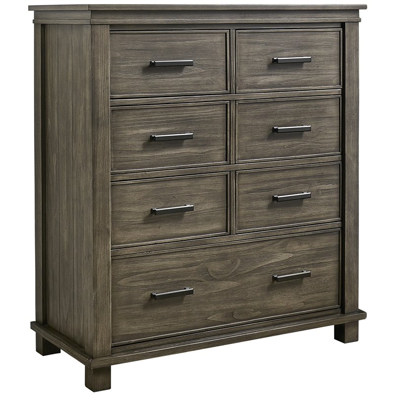 A-America Glacier Point 7 Drawer Solid Wood Tall Chest in Gray Stone