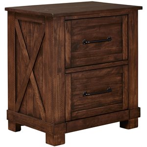 A-America Sun Valley 2 Drawer Rustic Solid Wood Nightstand in Timber