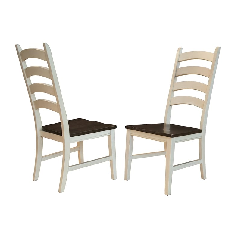 A-America Toluca Ladderback Dining Side Chair in Chalk and Cocoa (Set of 2)
