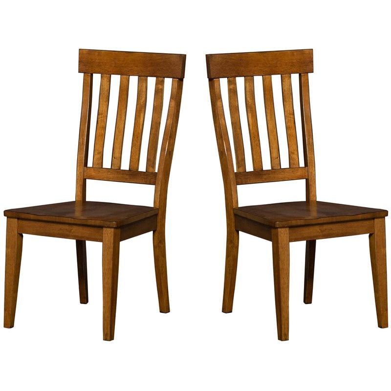 A-America Toluca Slatback Dining Side Chair in Rustic Amber (Set of 2)