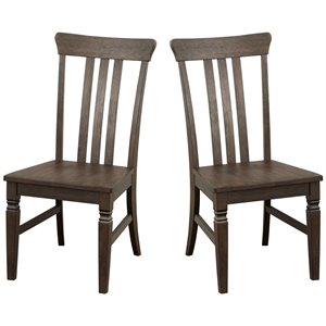 a-america kingston slatback dining side chair in dark brown and gray (set of 2)