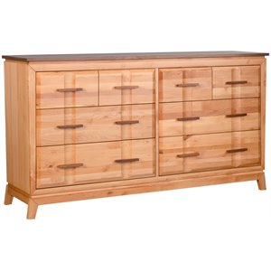 a-america modway 8 drawer solid wood double dresser in natural and walnut