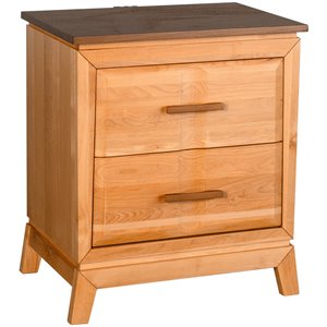 a-america modway 2 drawer solid wood nightstand in natural and walnut
