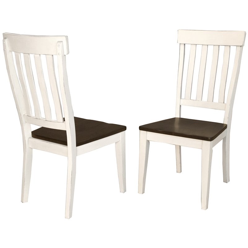 A-America Mariposa Slatback Dining Side Chair in Cocoa and Chalk (Set of 2)