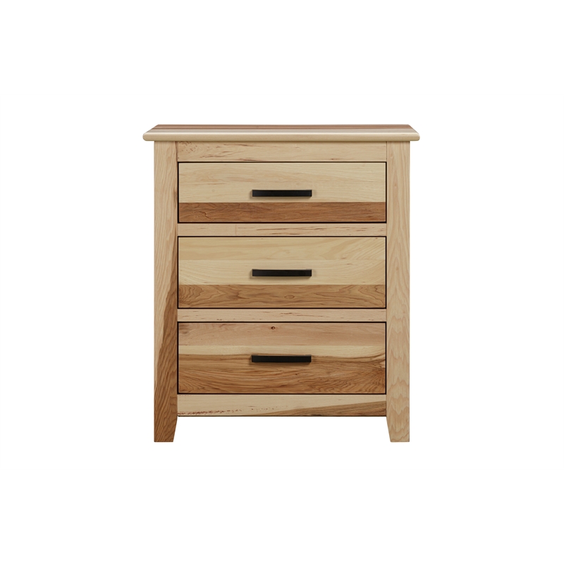 A-America Gallagher 3-Drawer Transitional Hickory Wood Nightstand in Natural
