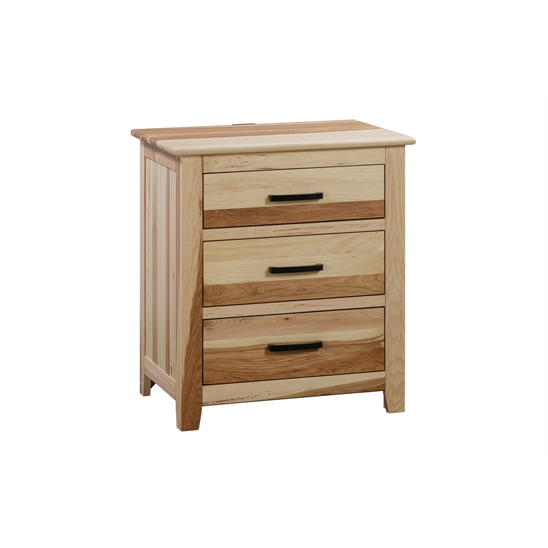 A-America Gallagher 3-Drawer Transitional Hickory Wood Nightstand in Natural