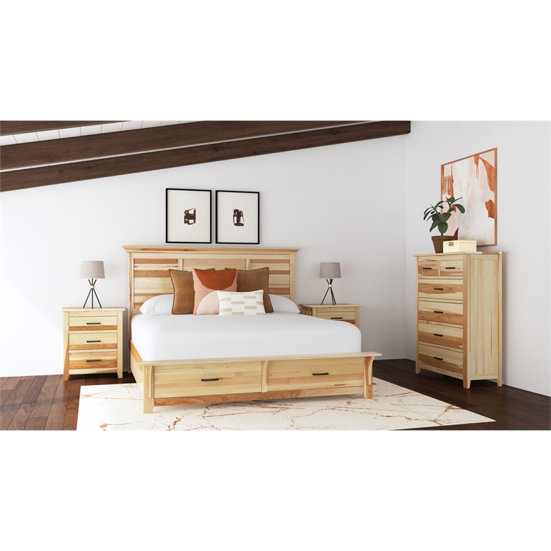 A-America Gallagher 3-Drawer Transitional Hickory Wood Nightstand in Natural