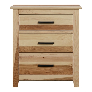 A-America Gallagher 3-Drawer Transitional Hickory Wood Nightstand in Natural