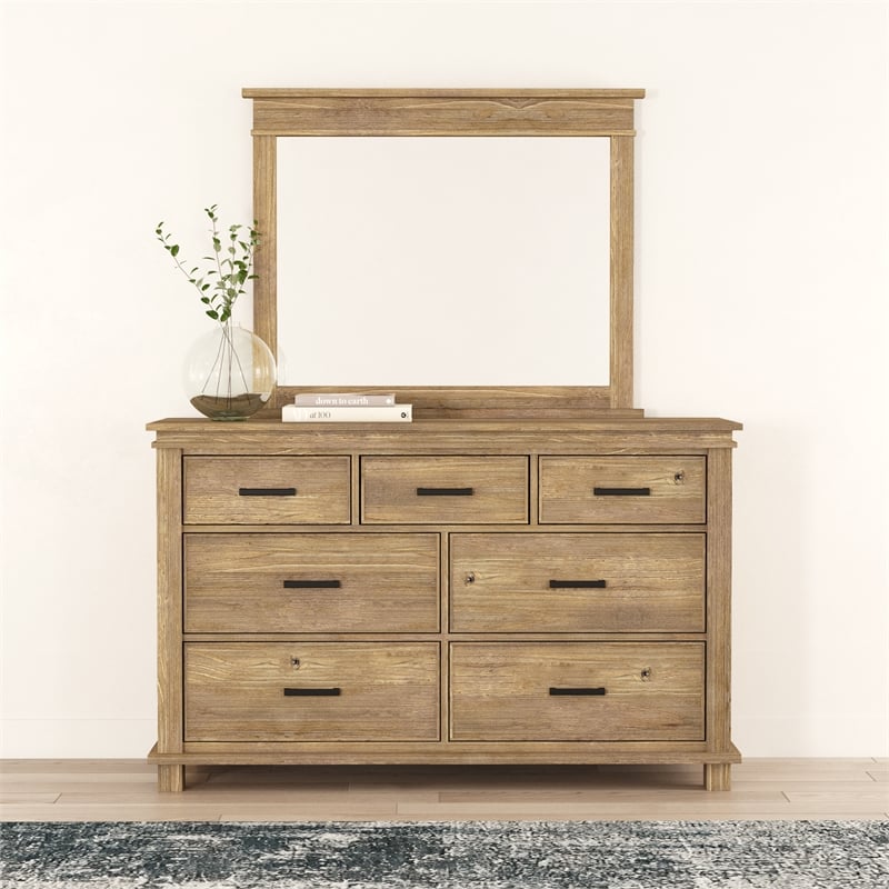 A-America Glacier Point Transitional Wood Mirror in Distressed Natural